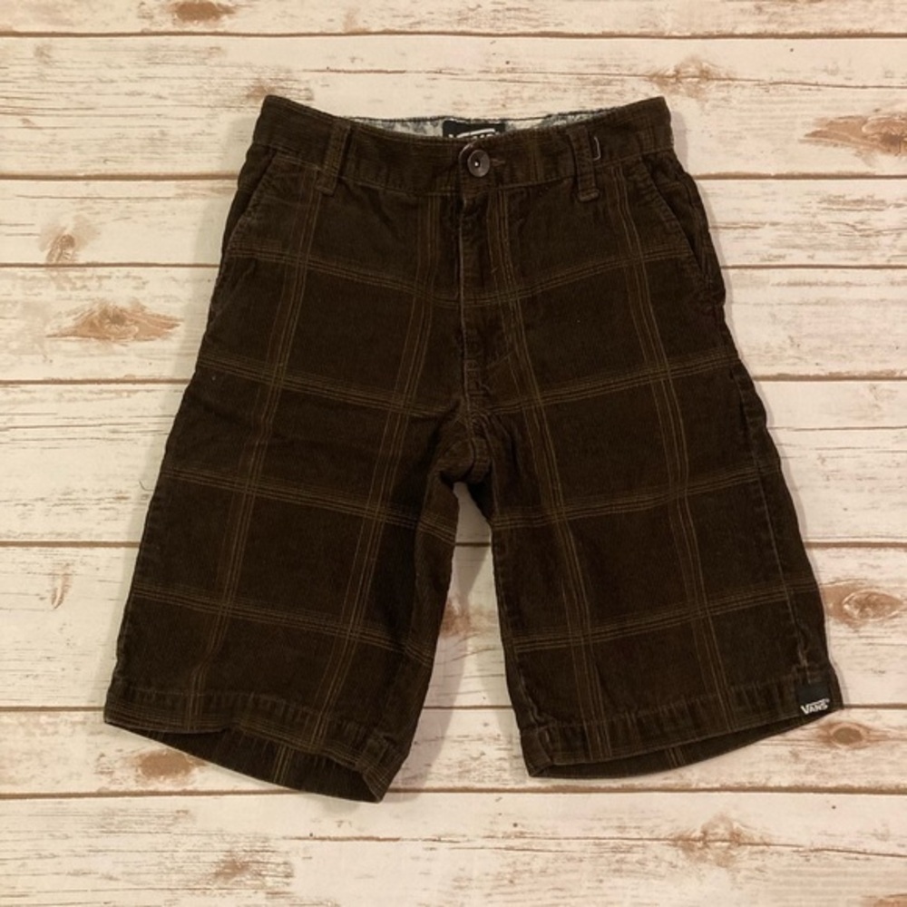 Vans Brown Corduroy Windowpane Board Shorts Size 10